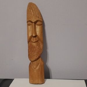 Hand-Carved Wooden Wall Sculpture - Natural Brown